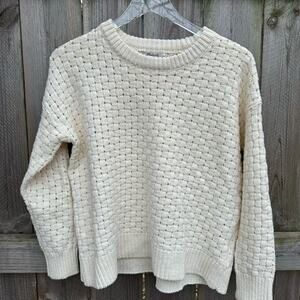 Madewell Sweater Crew Neck Knit Sweater Long Sleeve Cream Chunky Basic Size XXS